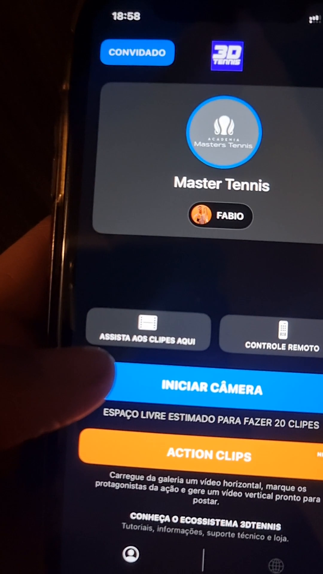 Tela do aplicativo 3D Tennis no celular do usuário