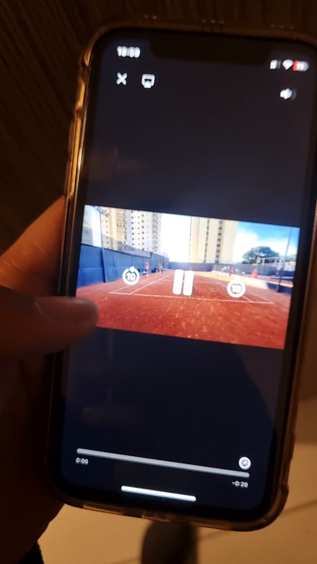 Player do replay no aplicativo 3D Tennis